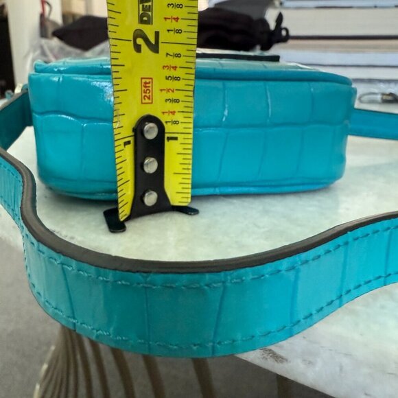 Versace Blue Croc-Embossed Medusa Mini Phone Case Bag 1006192 - Picture 14 of 15